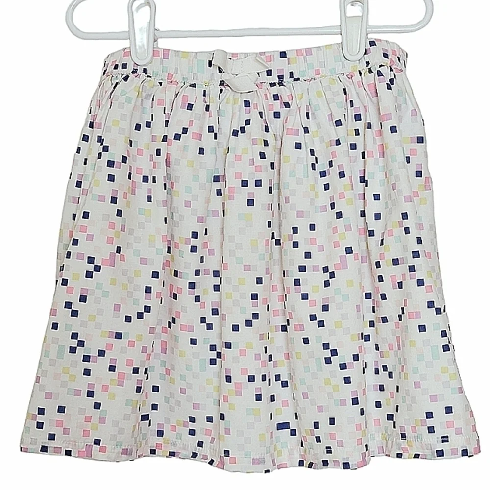 K1194 * Gymboree Girls Square Print Skirt White Blue Pink Size 10